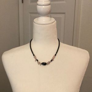 Hematite and Rose Quartz Necklace genuine stones
